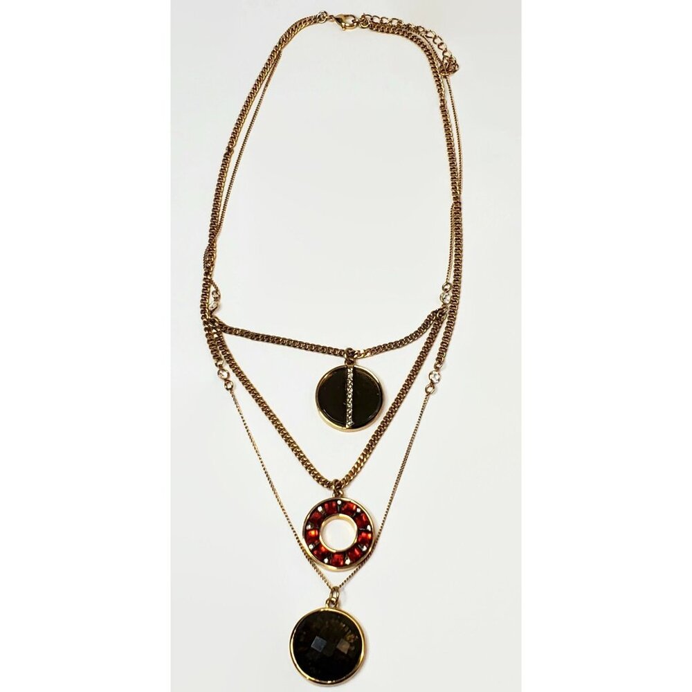 Marie Osmond Triple Strand Three Pendant Necklace 19"
